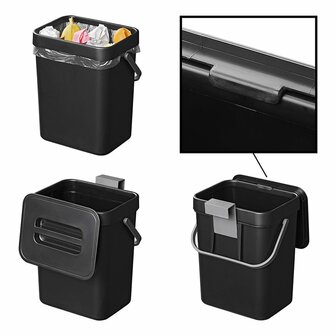 Afvalbak met deksel 5L voor caravan/camper