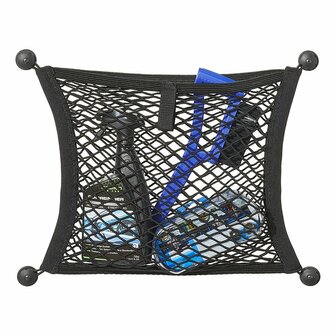 Opbergnet elastisch dubbel 40x34cm met zelfklevende en schroefbevestiging