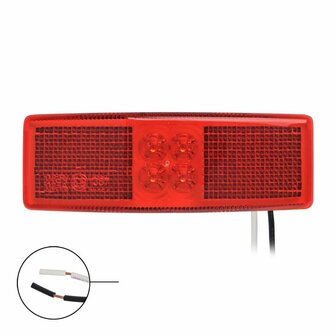 Markeringslamp 12/24V rood 110x40mm LED in blister