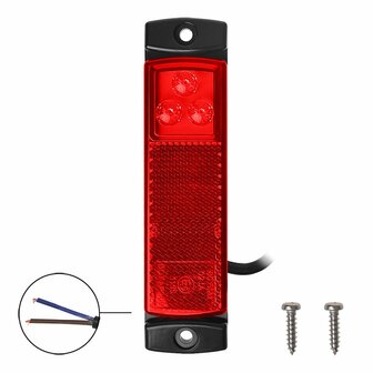 Markeringslamp 12/24V rood 126x30mm LED in blister