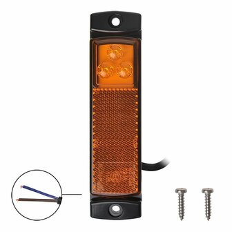 Zijmarkeringslamp 12/24V oranje 126x30mm LED in blister