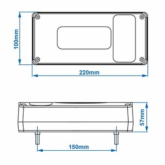 Achterlicht 6 functies 215x100mm links