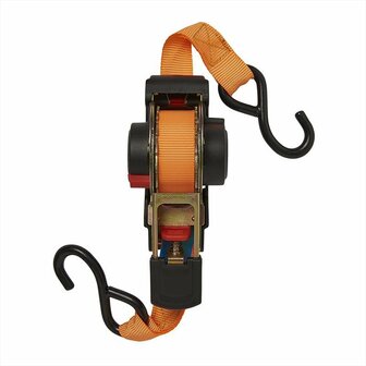 Spanband met ratel + 2 haken 350cm 320kg automatisch oprollend