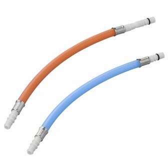 Flexibele slangaansluiting 25 cm rood + blauw in polybag