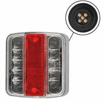 Achterlicht 4 functies 98x105mm 14LED met 5-pin EC in blister