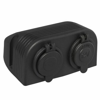 Opbouw kit: stekkerdoos DIN + USB poort dubbel type A 2x2100mA