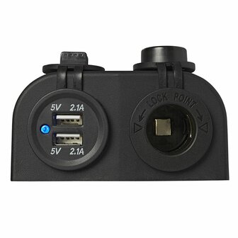 Opbouw kit: stekkerdoos DIN + USB poort dubbel type A 2x2100mA