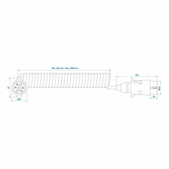 Spiraalkabel 3M met 2x stekker 7-polig PVC