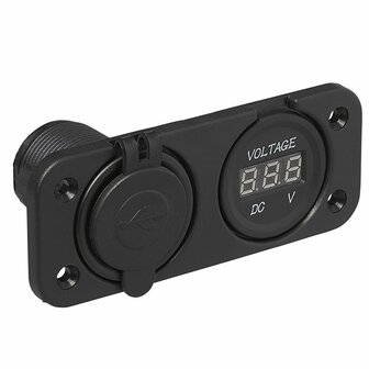 Inbouw kit: voltmeter 6-30V + USB poort dubbel type A 2x2100mA