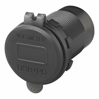 USB-inbouwdoos drievoudig met 2x type A en 1x type C + voltmeter