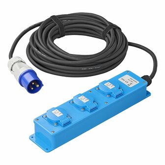 CEE 3-weg Schuko stekkerdoos 10M 3x 1,5 mm&sup2;