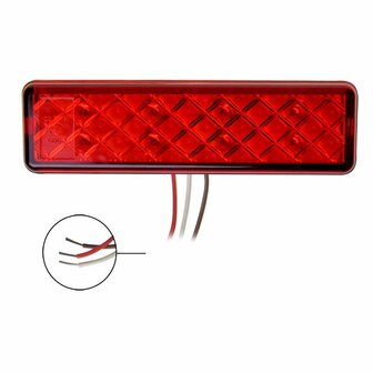 Achterlicht 12/24V 2 functies 135x38mm LED met houder zwart in blister