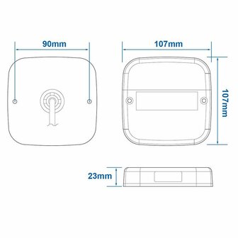 Achterlicht 12V 5 functies 107x107mm 8LED