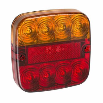 Achterlicht 12V 5 functies 107x107mm 8LED in blister
