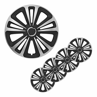 Wieldopset Terra zilver/zwart 13 inch 4 stuks in displaydoos