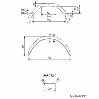 Spatscherm metaal hoekig 14 inch (2075)