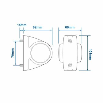 Breedtelicht 12/24V rood/wit 101x82mm LED