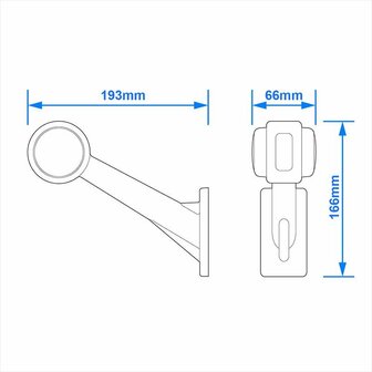 Breedtelicht 12/24V rood/wit 166x193mm LED links