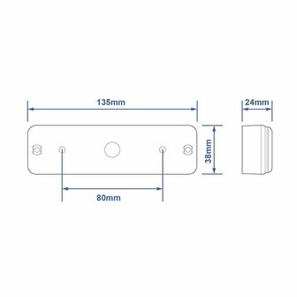 Achterlicht 12/24V 3 functies 135x38mm LED met houder zwart
