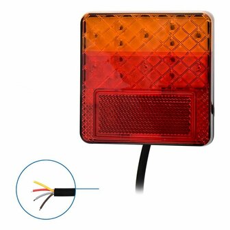 Achterlicht 12/24V 4 functies 100x100mm LED