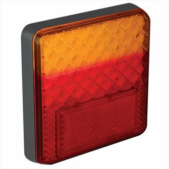 Achterlicht 12/24V 4 functies 100x100mm LED in blister