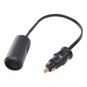 Verloopkabel van DIN stekker naar sigarettenaanstekerdoos 25cm