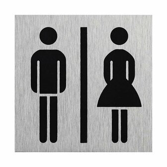 Aluminium deurbordje  pictogram man vrouw  60x60mm
