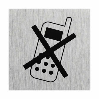Aluminium deurbordje  pictogram telefoon uitschakelen  60x60mm