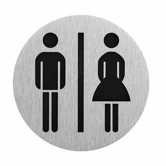 Aluminium deurbordje  pictogram man vrouw  dia 75mm