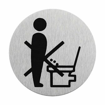 Aluminium deurbordje  pictogram verwijzing WC  dia 75mm