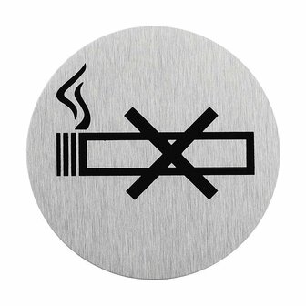 Aluminium deurbordje  pictogram roken verboden  dia 75mm
