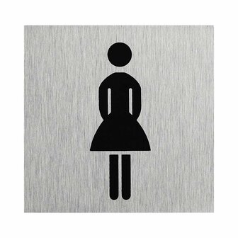 Aluminium deurbordje  pictogram dames  60x60mm