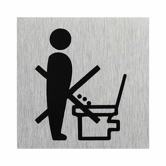 Aluminium deurbordje  pictogram alstublieft zitten  60x60mm