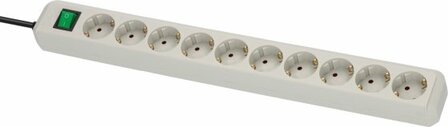 Stekkerdoos met schakelaar 10-voudig lichtgrijs 3m h05vv-f 3g1,5
