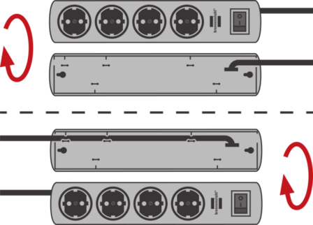 Switch 19.500a stekkerdoos met overspanningsbeveiliging 7-voudig zwart 2m h05vv-f 3g1,5  2 permanent, 5 schakelbaar