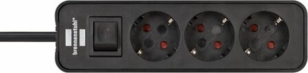 Stekkerdoos 3-voudig zwart 1,5m h05vv-f 3g1,5
