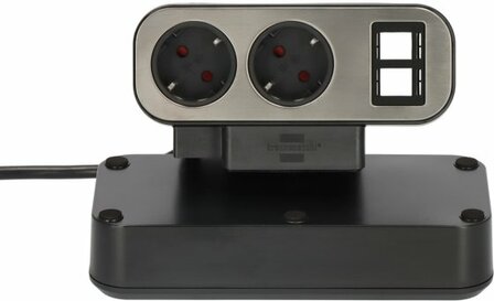 Duplex-stekkerdoos, 2x keystone-modules, 10x veiligheidscontactdozen, zilver zwart