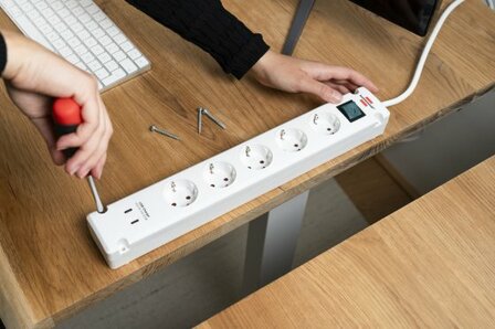 Stekkerdoos met 2 usb c-laadcontactdozen 5-voudig wit 3m h05vv-f3g1.5
