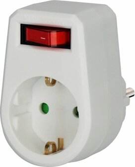 Adapterstelker geaarde 1+ schakelaar 120 stuks in een display