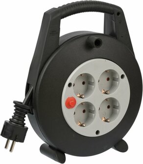 kabelhaspel 4-voudig zwart lichtgrijs 5m H05VV-F 3G1,5