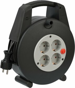 kabelhaspel 4-voudig zwart lichtgrijs 15m H05VV-F 3G1,5