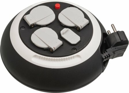 kabelhaspel&nbsp;met USB&nbsp;zwart wit 3m&nbsp;H05VV-F 3G1,5