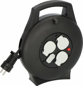 kabelhaspel VL2-X 3-voudig met USB zwaart&nbsp;10m H05VV-F 3G1,5
