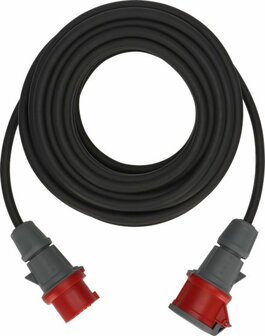verlengsnoer IP44 25m zwart H07RN-F 5G2,5 5-polig 400V 16A