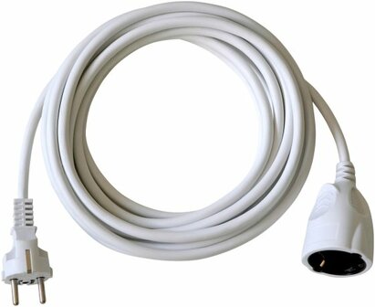 Kunststof-verlengkabel Wit 5m H05VV-F 3G1,5