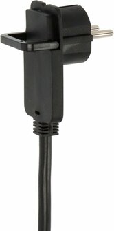 Kwaliteits kunststof verlengsnoer met platte stekker 10m H05VV-F3G1,5 zwart