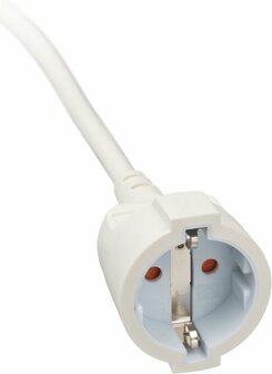 Kwaliteits kunststof verlengsnoer met platte stekker 10m H05VV-F3G1,5 wit