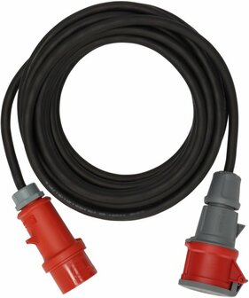 verlengkabel IP44 met faseomvormer 10m zwart H07RN-F 5G2,5 CEE 400V 16A