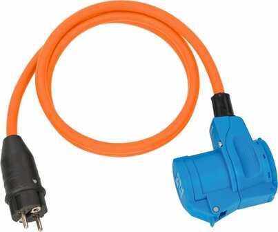 Adapterkabel CEE IP44 voor camping en maritieme doeleinden 1,5m oranje H07RN-F 3G2,5 Beveiligingsstekker, haakse koppeling CEE 230V 16A