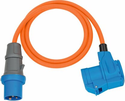 CEE verlengsnoer IP44 voor Camping Maritime 1,5m oranje H07RN-F 3G2,5 CEE-stekker, haakse koppeling 230V 16A